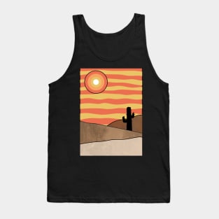 Sunny Minimalist Desert Landscape Graphic Illustration Tank Top